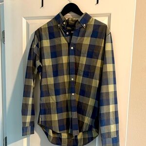 Merona Blue and Olive Plaid Button Down Shirt